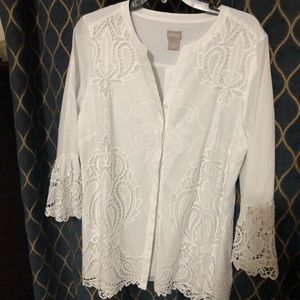 Chicos white embroidered blouse